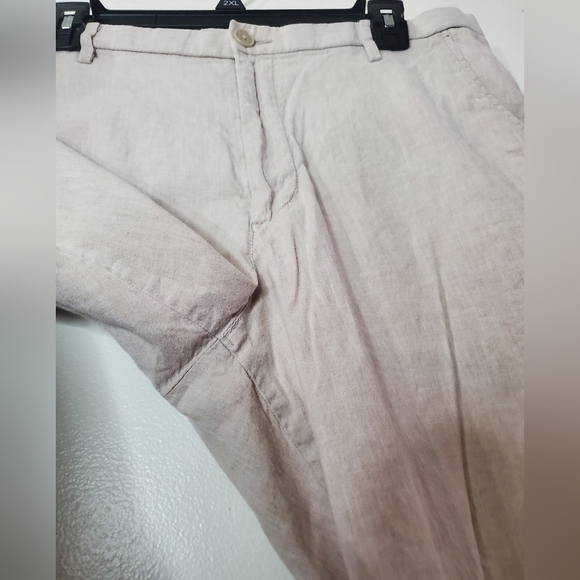 Womens Uniqlo Linen Cotton Spandex Tapered Trousers Size Large Elastic Waist - Picture 4 of 10